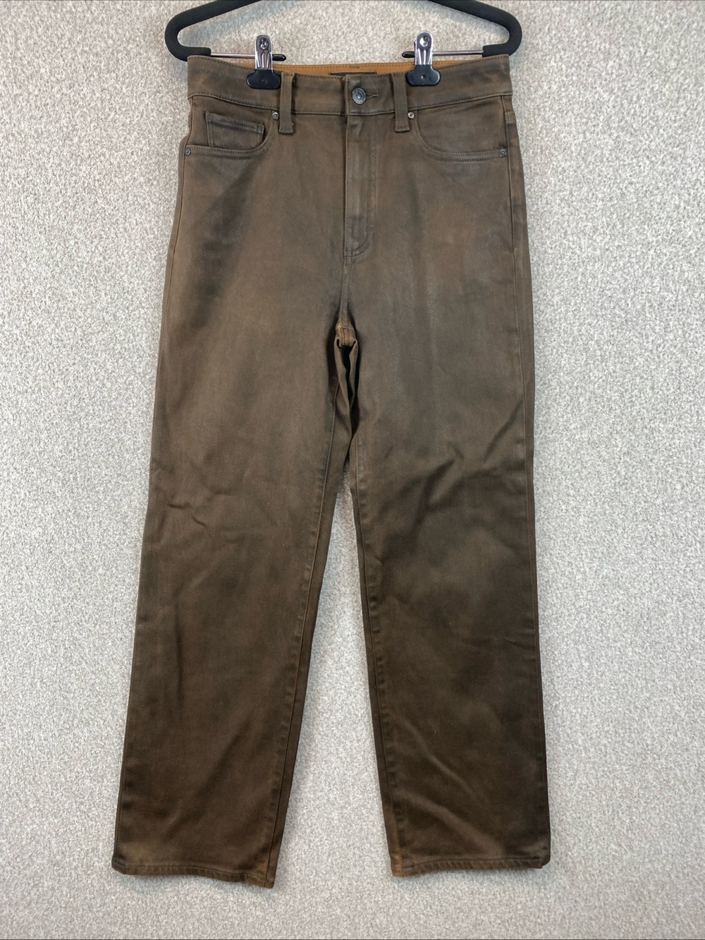 Paige Stevie Ankle Jeans Womens 26 Brown Coffee Luxe Coating Western Chic